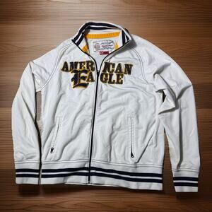 Vtg Y2K American Eagle AE Sportswear Womens White Varsity Full Zip Jacket Coat M